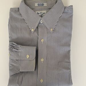 Paul Fredrick 2Play Pinpoint Oxford Cotton Men's Striped Shirt Size 34/ 18,5